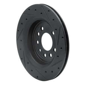 Saab 9-3 Brake Rotor (1) - Rear Left - R1 Concepts - Drilled & Slotted - Black - `08-`11